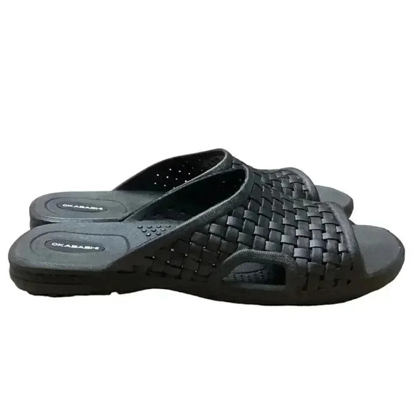 Okabashi Torino Mens LL 9.5-10.5 Weave Slide Sandals Black Eco Friendly Recycle - Picture 3 of 8